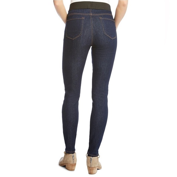 Karen Kane Slim Leg Stretch Denim Jeans Jeggings Pull-On Dark Rinse Indigo 2 NWT - Picture 2 of 10